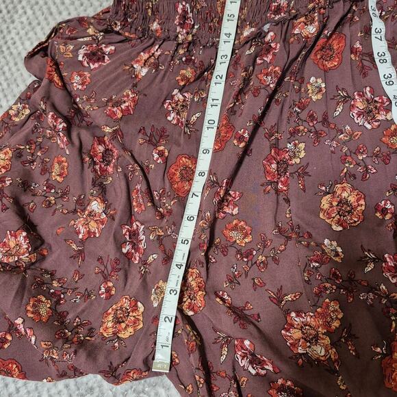 Charming Charlie Jumpsuit XL Wine Floral Boho Romance Front Slit Pant Romper - Picture 4 of 8